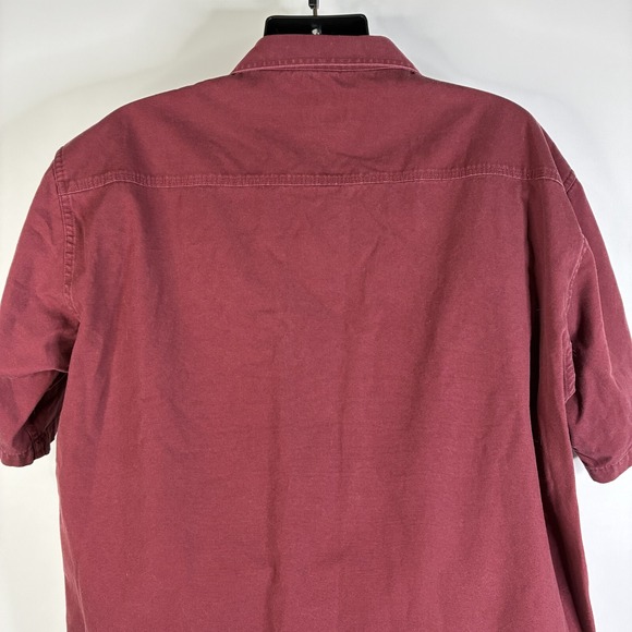 Cabelas Shirt Men's XL Reg Button Up Burgundy Red‎ Short Sleeve  Brush Popper - Picture 8 of 16